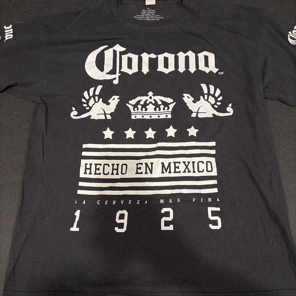 OG Corona Beer Hecho En Mexico La Cerveza Mas Fina 1925 Black T-Shirt Sz XL